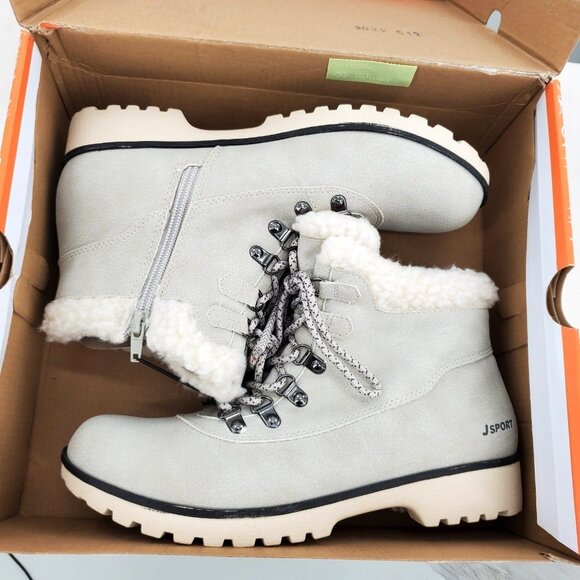 Jsport 8 Boots Faux Fur Shearling Winter Outdoor Weather Lug Chunky Snow Shoes - Picture 3 of 13